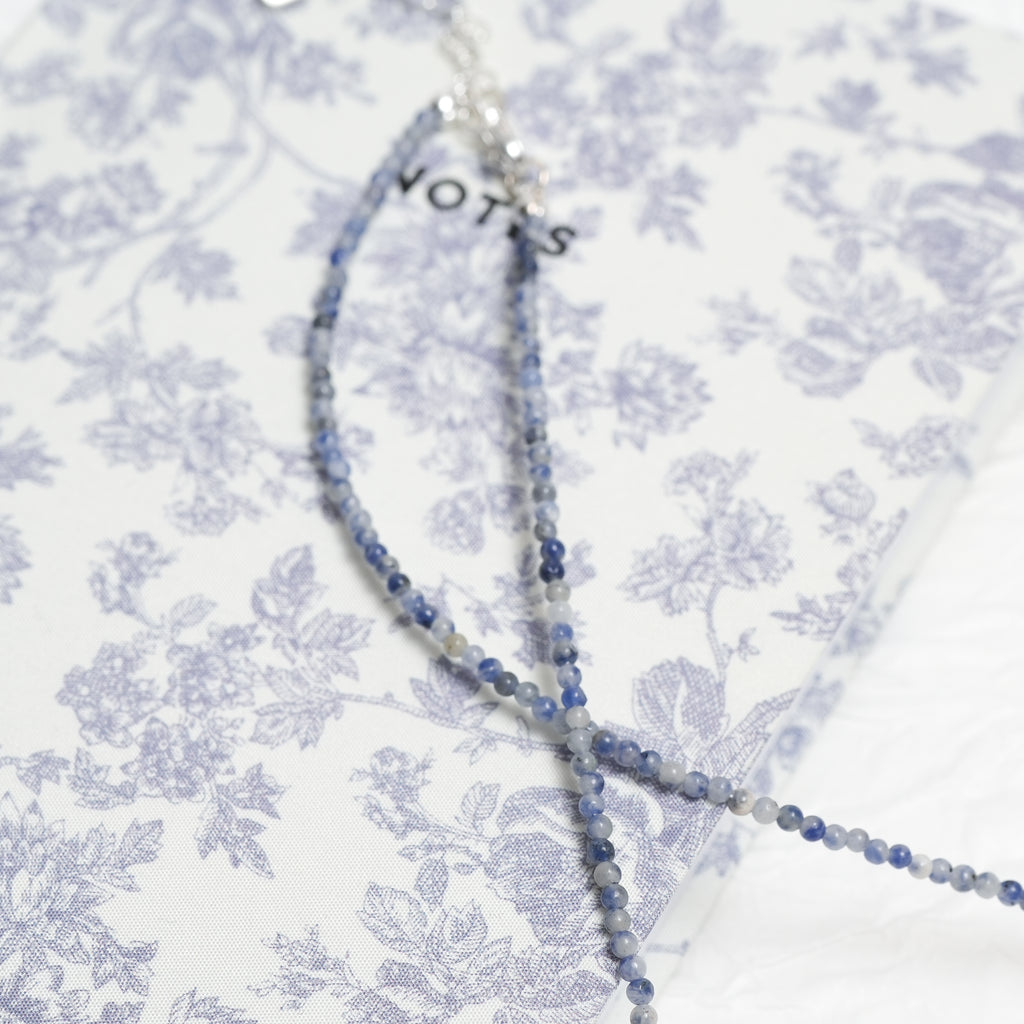 Genuine Sodalite Gemstone Beaded Necklace, Choker