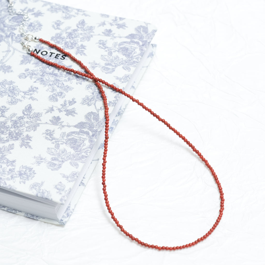 Genuine Southern Red Agate Gemstone Beaded Necklace, Choker