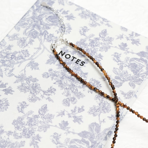 Genuine Tiger's Eye Gemstone Beaded Necklace, Choker