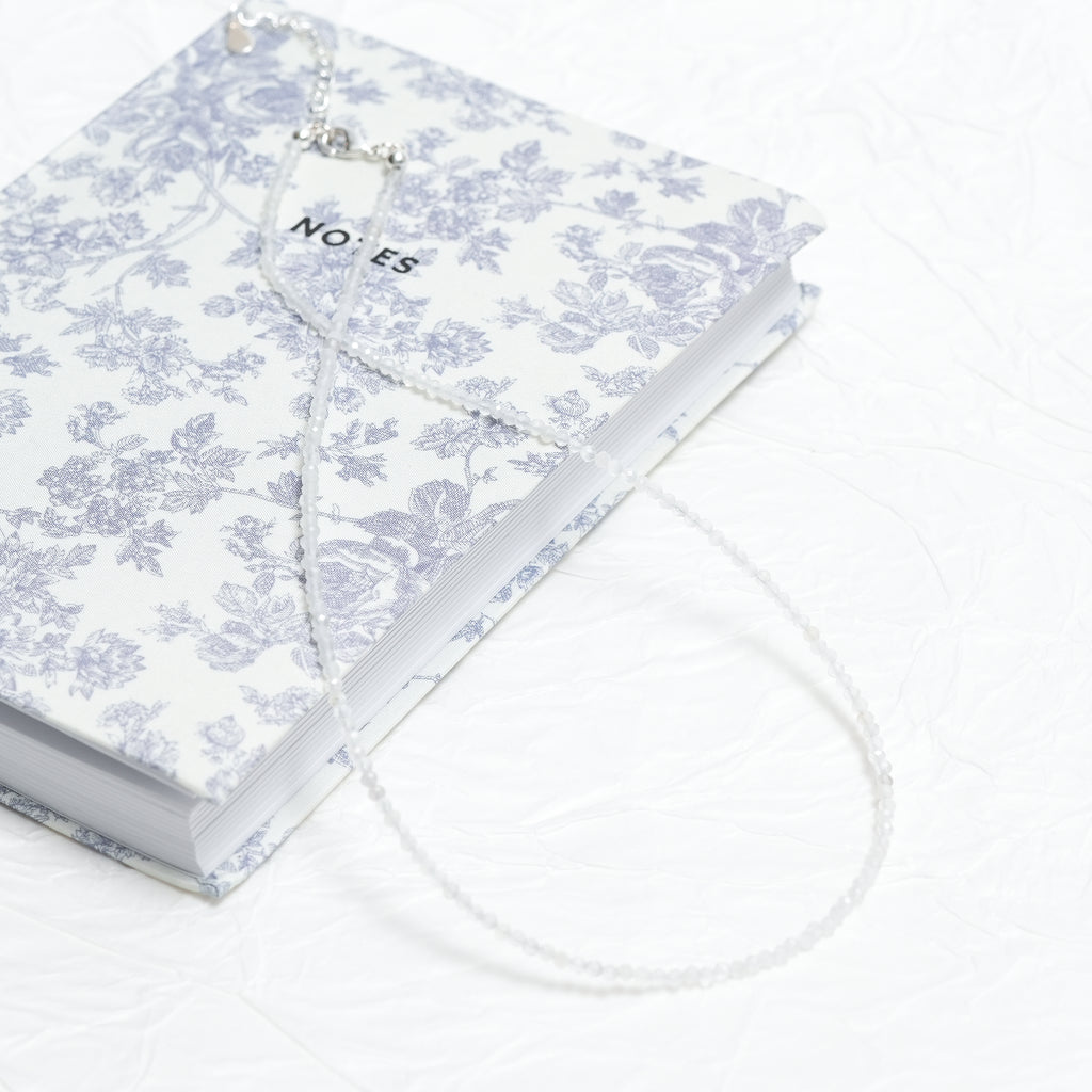 Genuine White Moonstone Gemstone Beaded Necklace, Choker