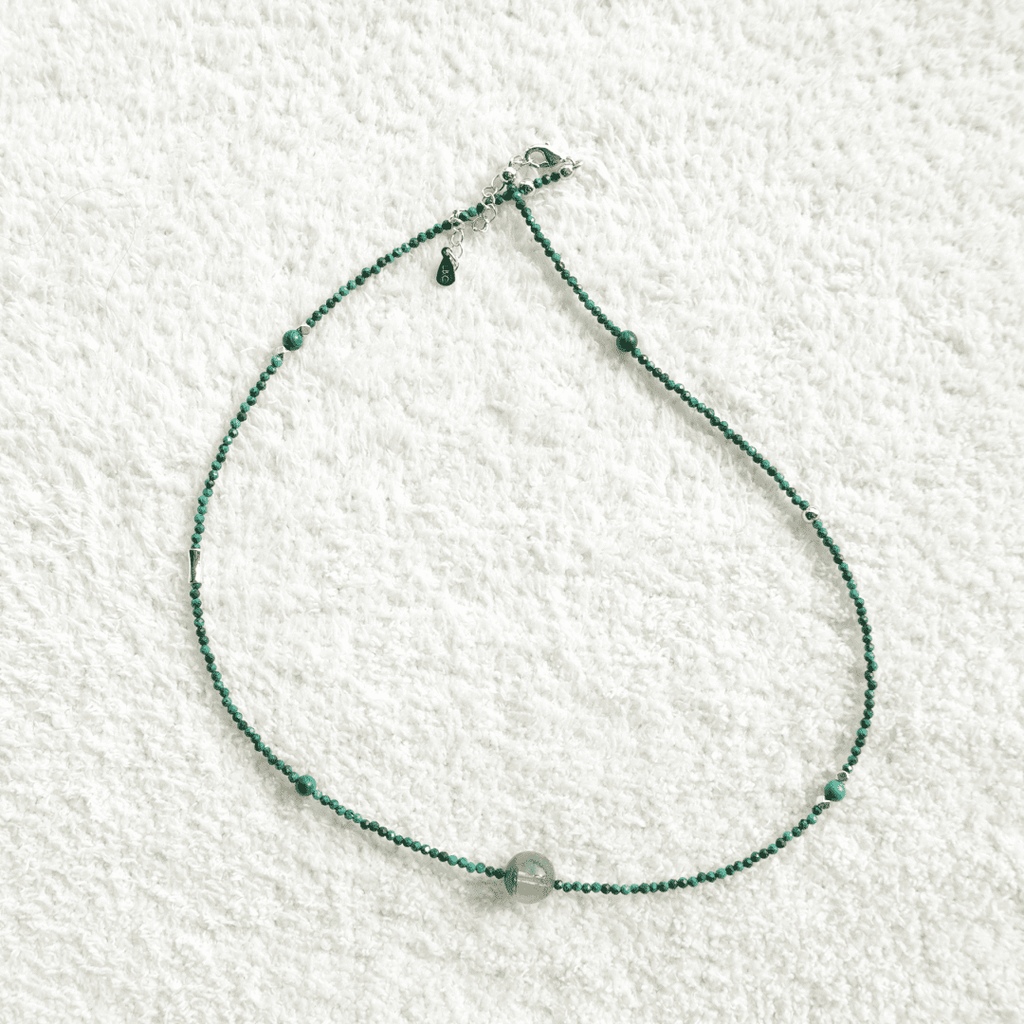 Genuine Green Phantom Quartz & Malachite Necklace