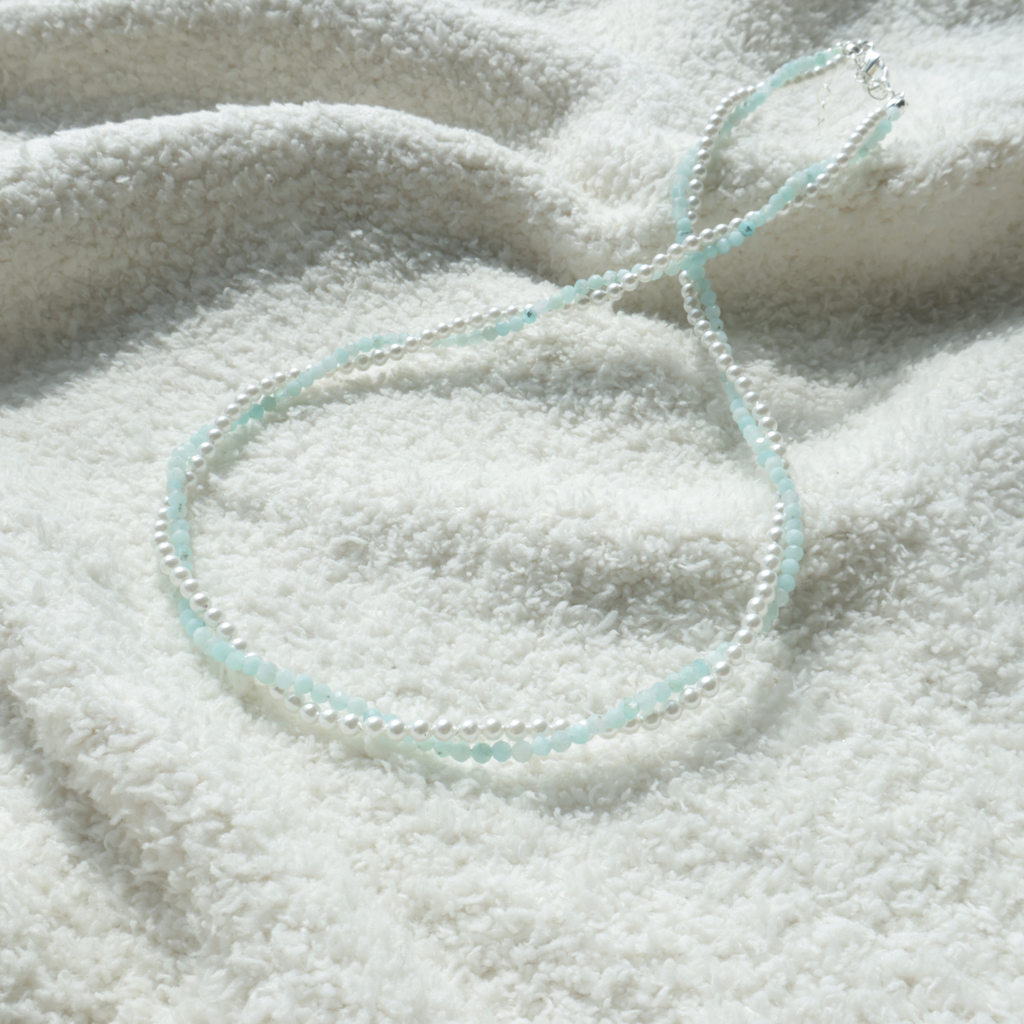 Amazonite & Pearl Gemstone Necklace