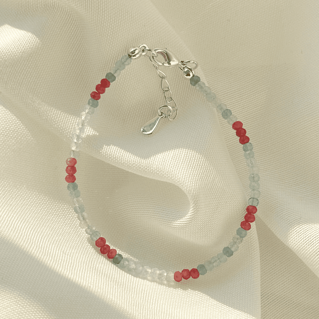 Aquamarine & Pink Tourmaline Gemstone Bracelet