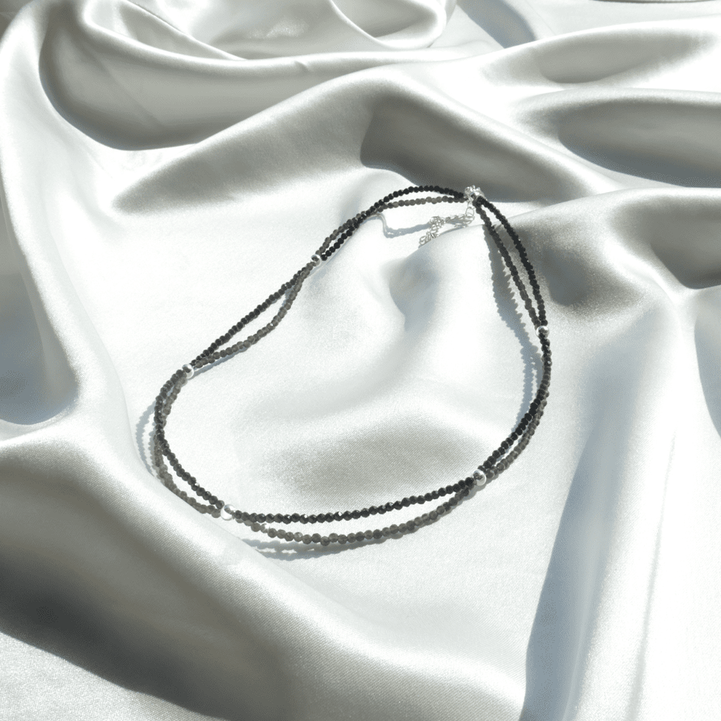 Genuine Black Spinel & Black Obsidian Necklace