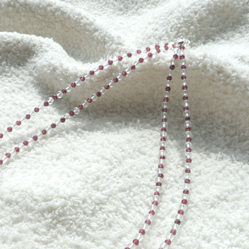 Double Strand Garnet & Clear Quartz Gemstone Necklace