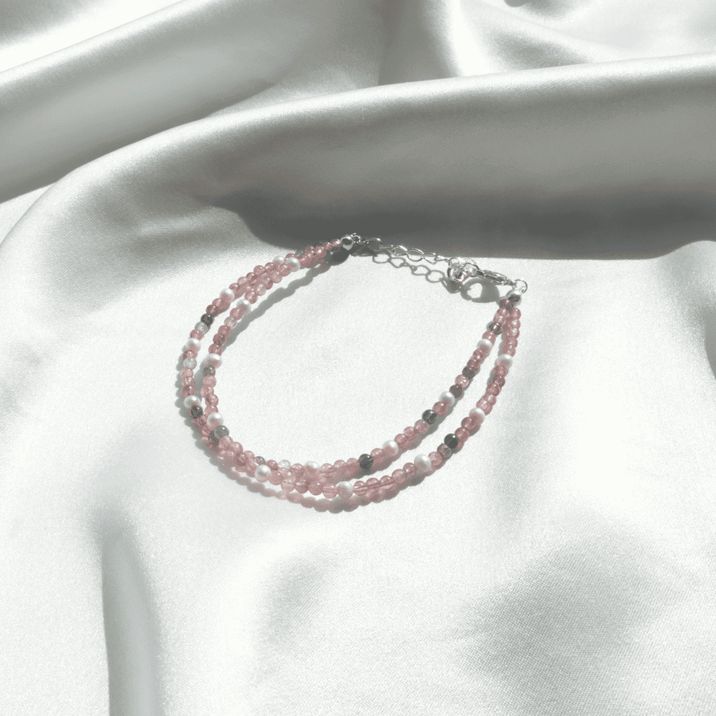 Double Strand Genuine Rainbow Tourmaline & Pearl Bracelet