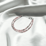 Double Strand Genuine Rainbow Tourmaline & Pearl Bracelet