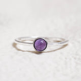 Sterling Silver Amethyst Crystal Ring