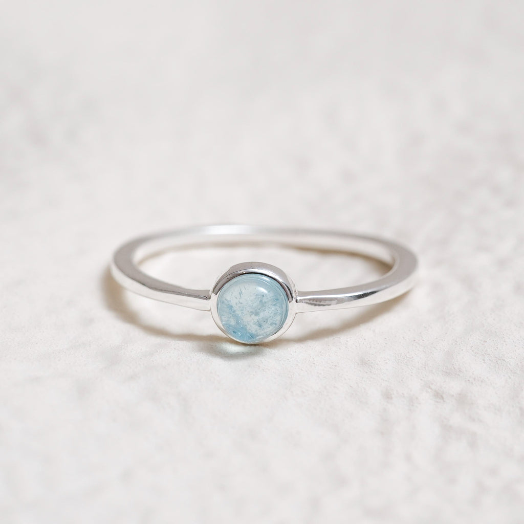 Sterling Silver Aquamarine Crystal Ring