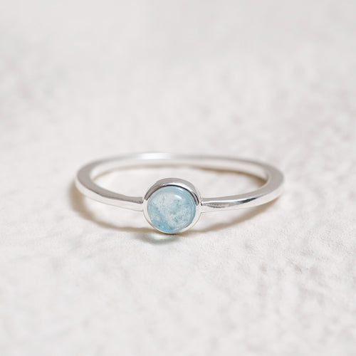 Sterling Silver Aquamarine Crystal Ring