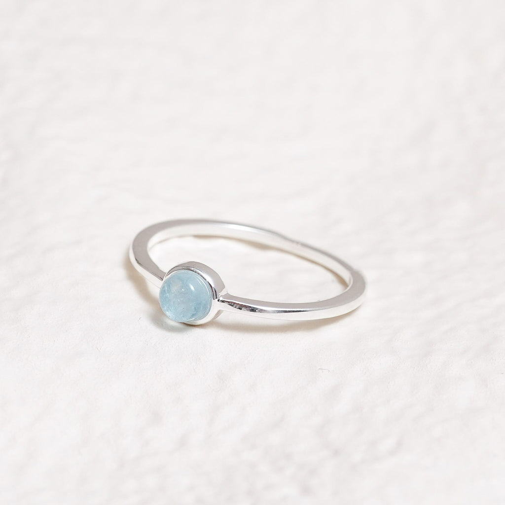 Sterling Silver Aquamarine Crystal Ring