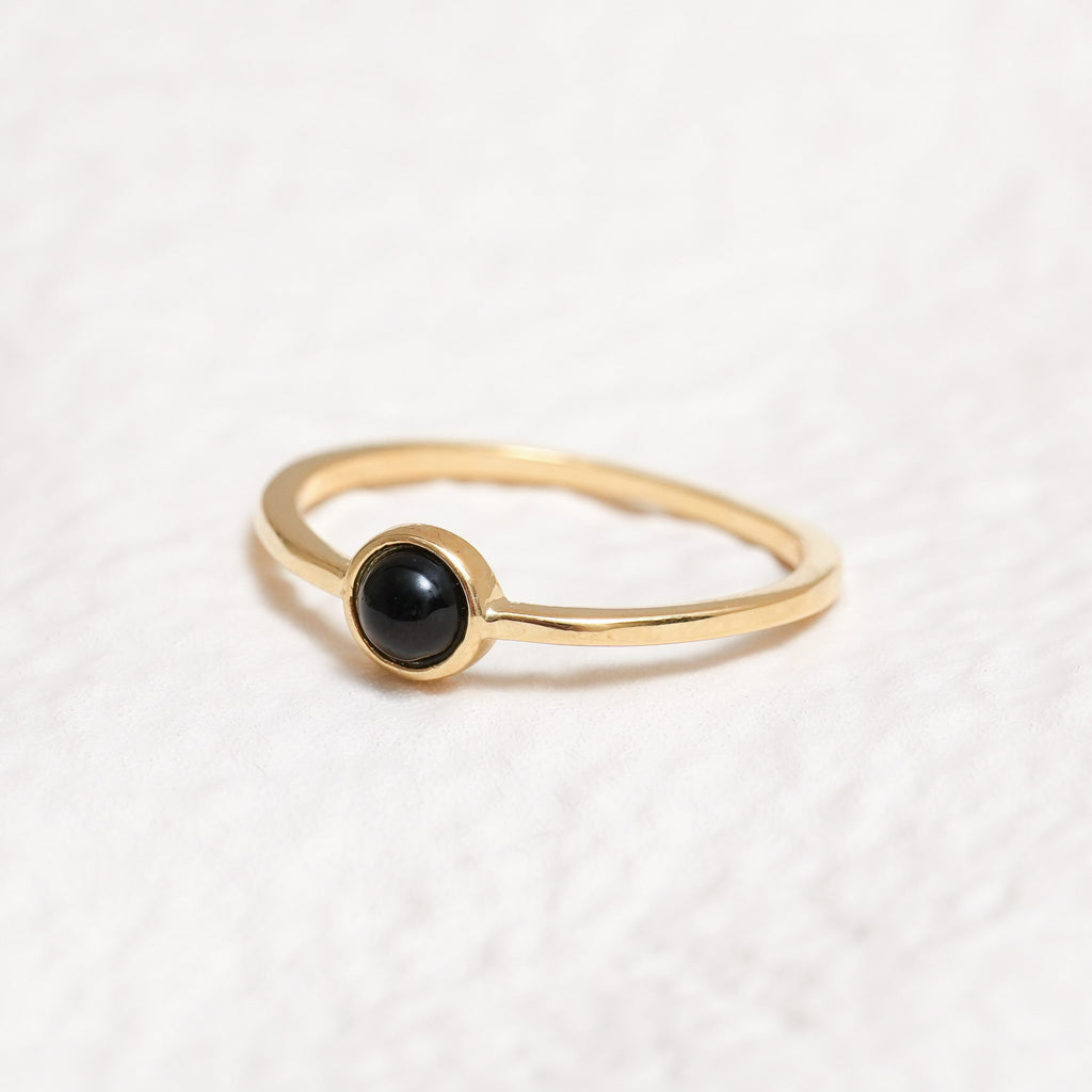 Sterling Silver Black Agate Crystal Ring