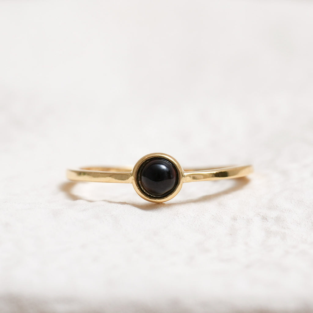 Sterling Silver Black Agate Crystal Ring