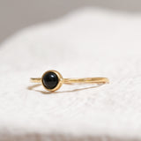 Sterling Silver Black Agate Crystal Ring