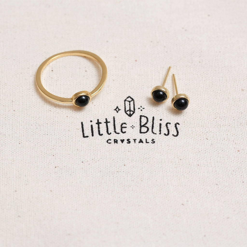 Sterling Silver Black Agate Crystal Ring