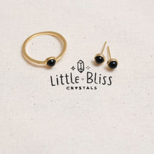 Load image into Gallery viewer, Sterling Silver Black Agate Crystal Ring