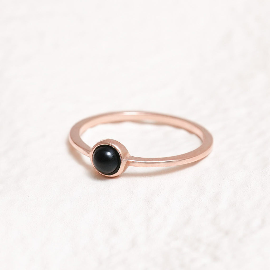 Sterling Silver Black Agate Crystal Ring