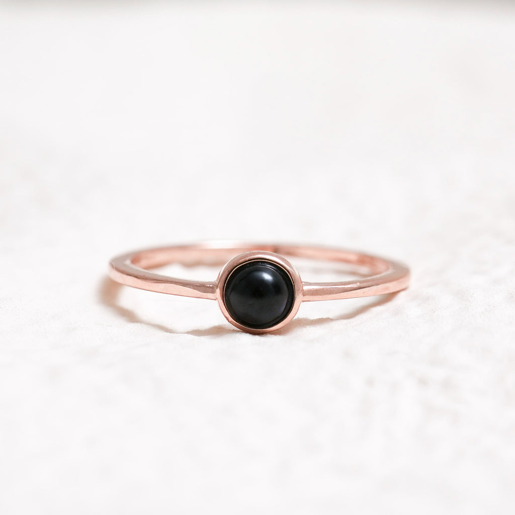 Sterling Silver Black Agate Crystal Ring