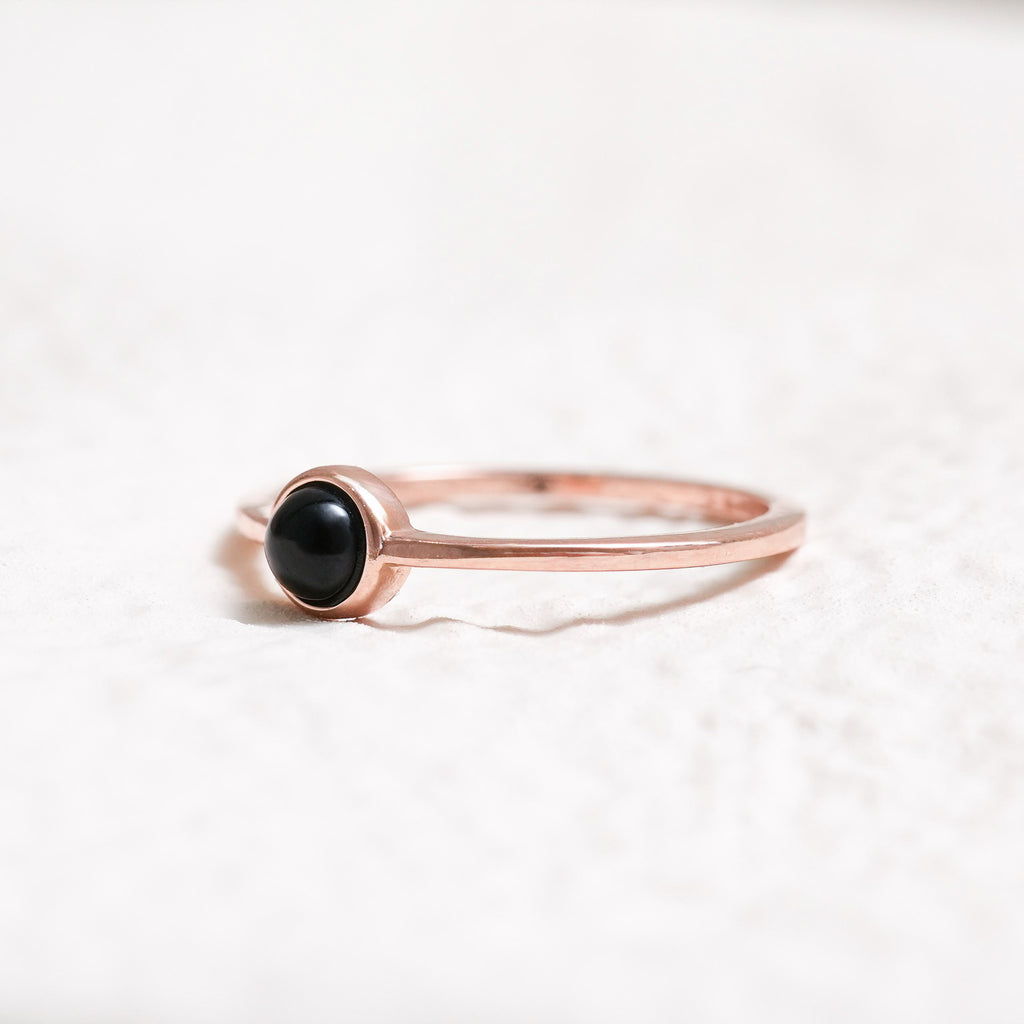 Sterling Silver Black Agate Crystal Ring