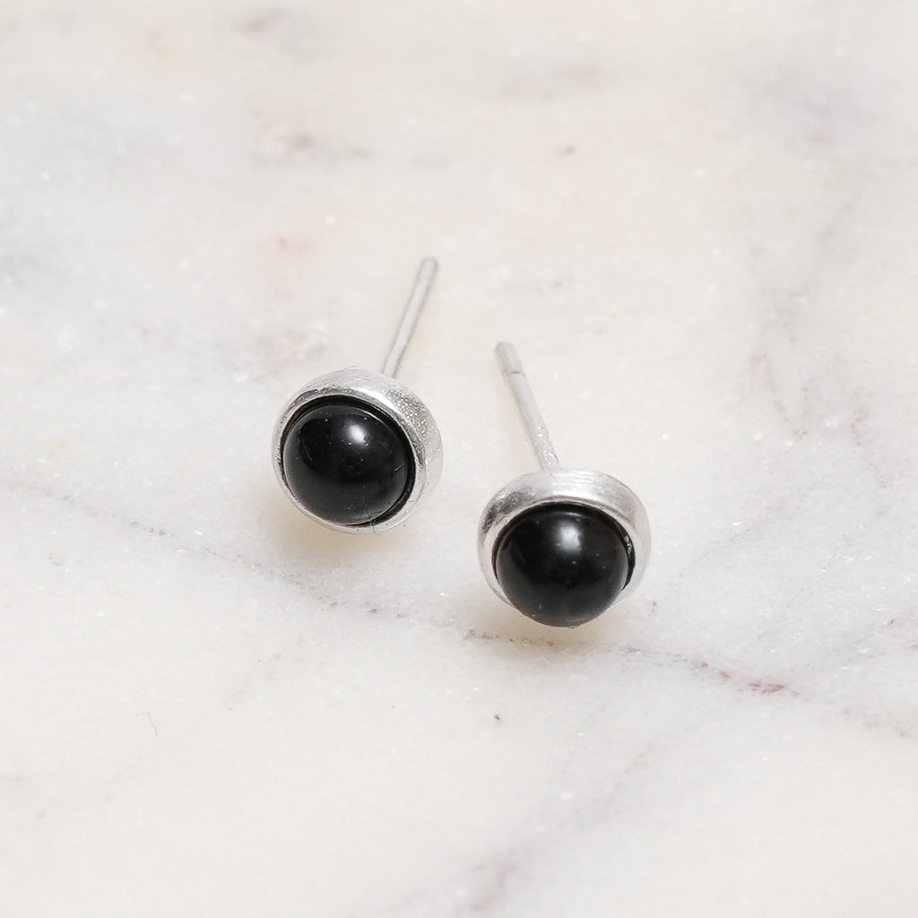 Sterling Silver Black Agate Crystal Earrings