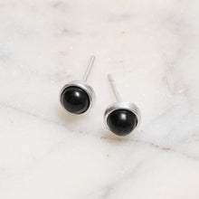 Load image into Gallery viewer, Sterling Silver Black Agate Crystal Earrings