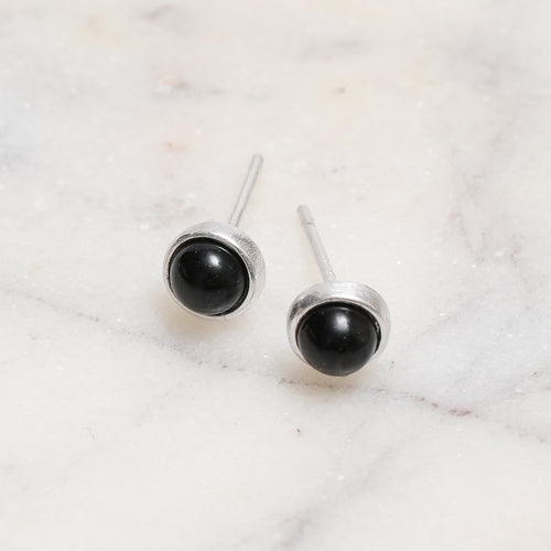 Sterling Silver Black Agate Crystal Earrings