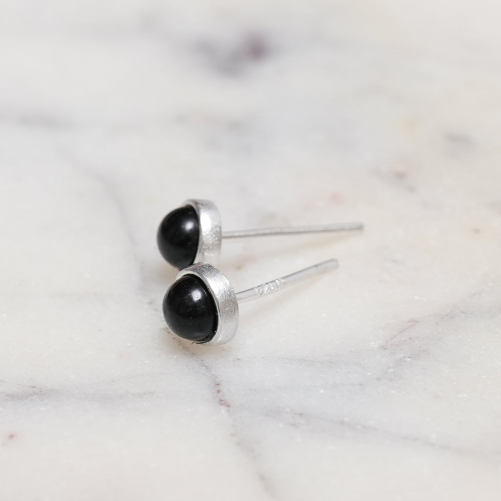 Sterling Silver Black Agate Crystal Earrings