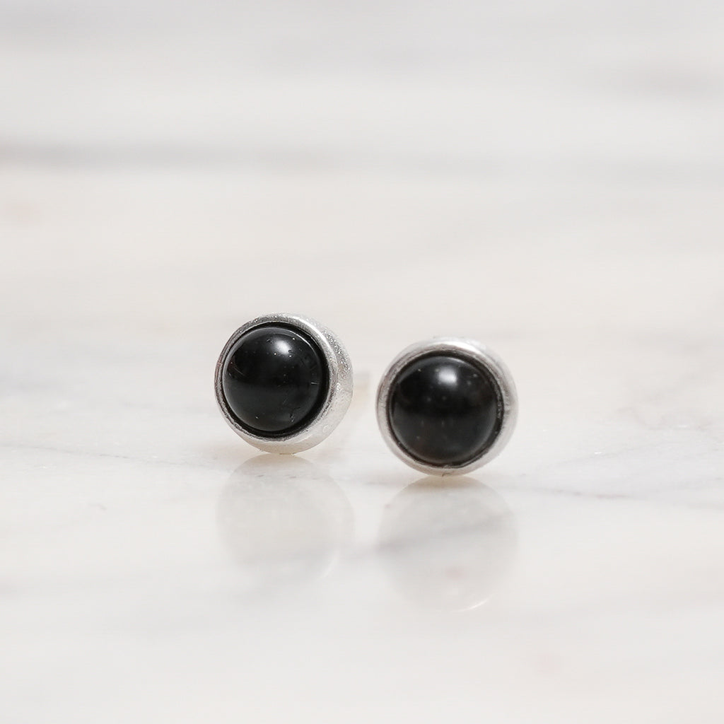 Sterling Silver Black Agate Crystal Earrings