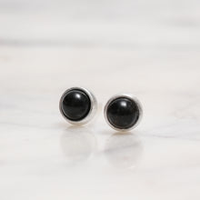Load image into Gallery viewer, Sterling Silver Black Agate Crystal Earrings
