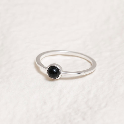 Sterling Silver Black Agate Crystal Ring