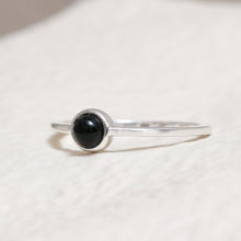 Load image into Gallery viewer, Sterling Silver Black Agate Crystal Ring