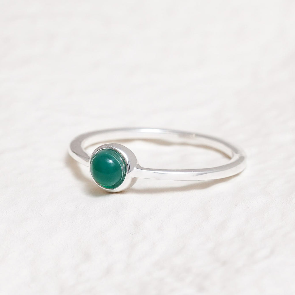 Sterling Silver Chrysoprase Crystal Ring