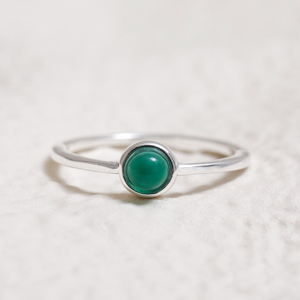 Sterling Silver Chrysoprase Crystal Ring