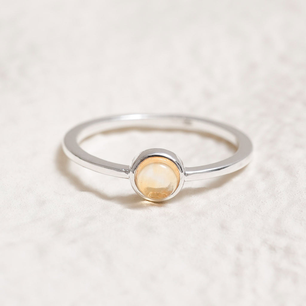 Sterling Silver Citrine Crystal Ring