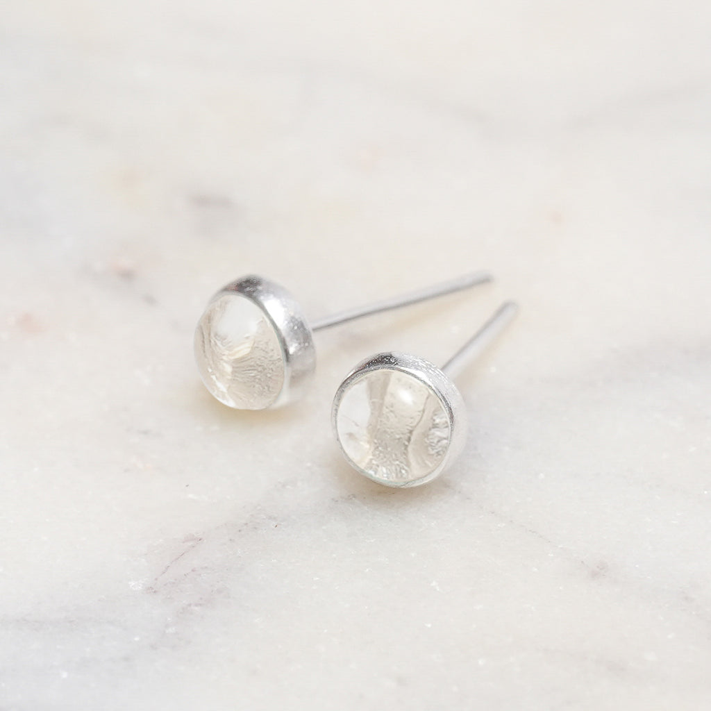 Sterling Silver Clear Quartz Crystal Earrings