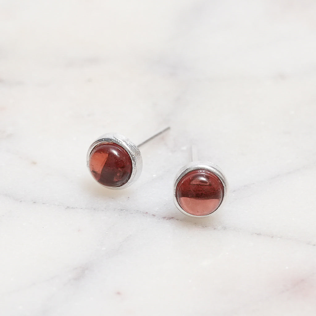 Sterling Silver Garnet Crystal Earrings