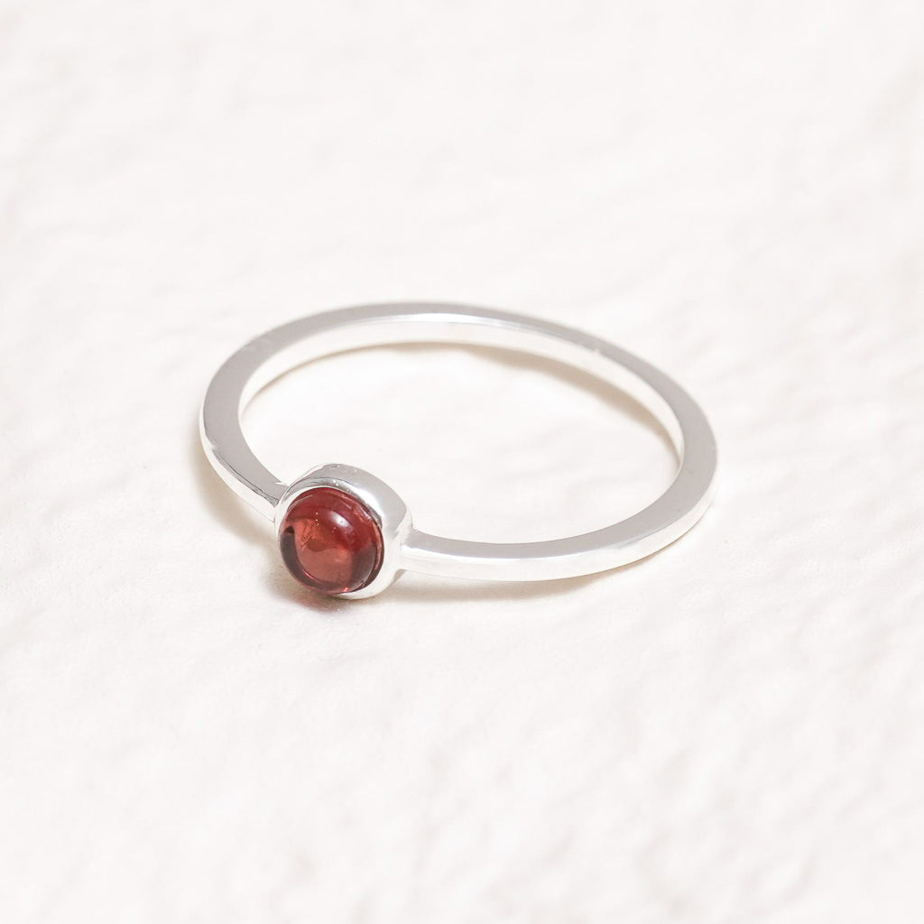 Sterling Silver Garnet Crystal Ring