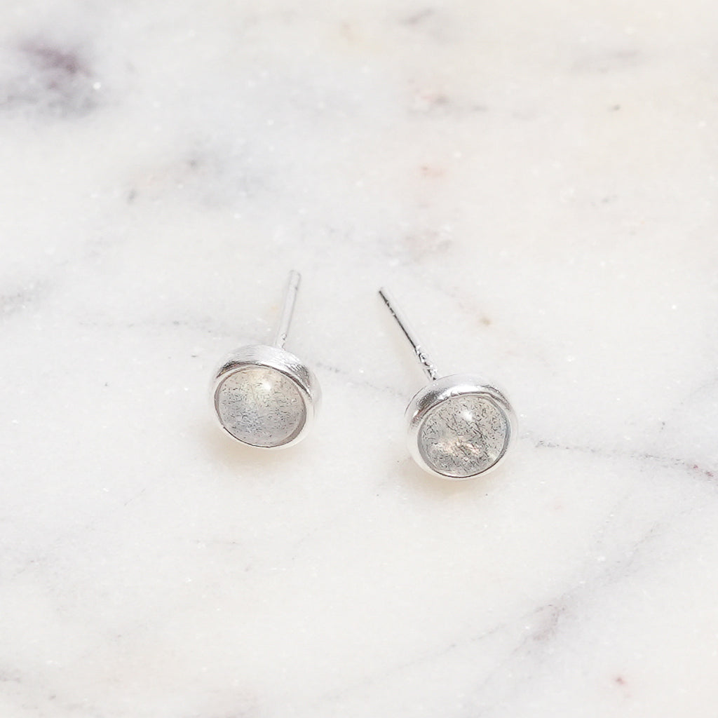 Sterling Silver Grey Moonstone Crystal Earrings