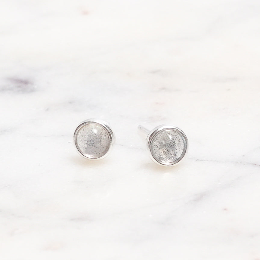 Sterling Silver Grey Moonstone Crystal Earrings