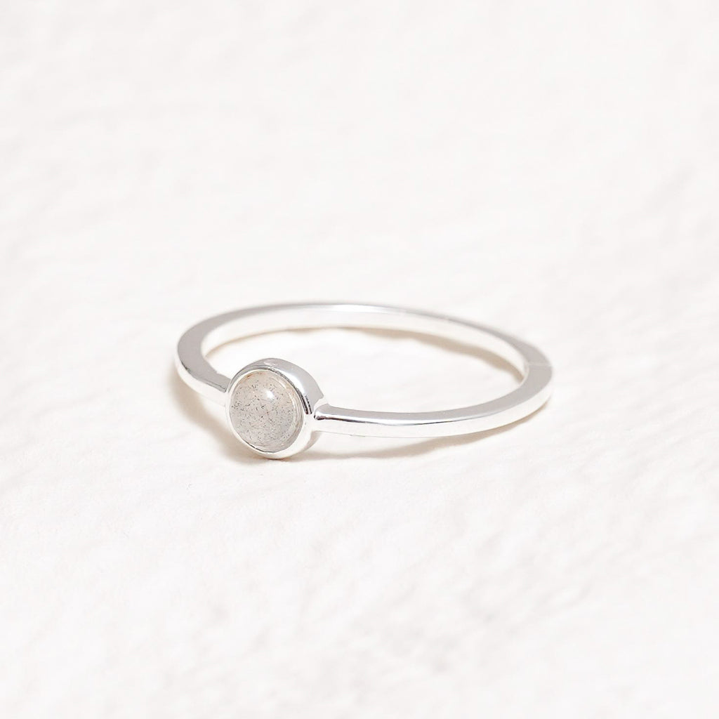 Sterling Silver Grey Moonstone Crystal Ring