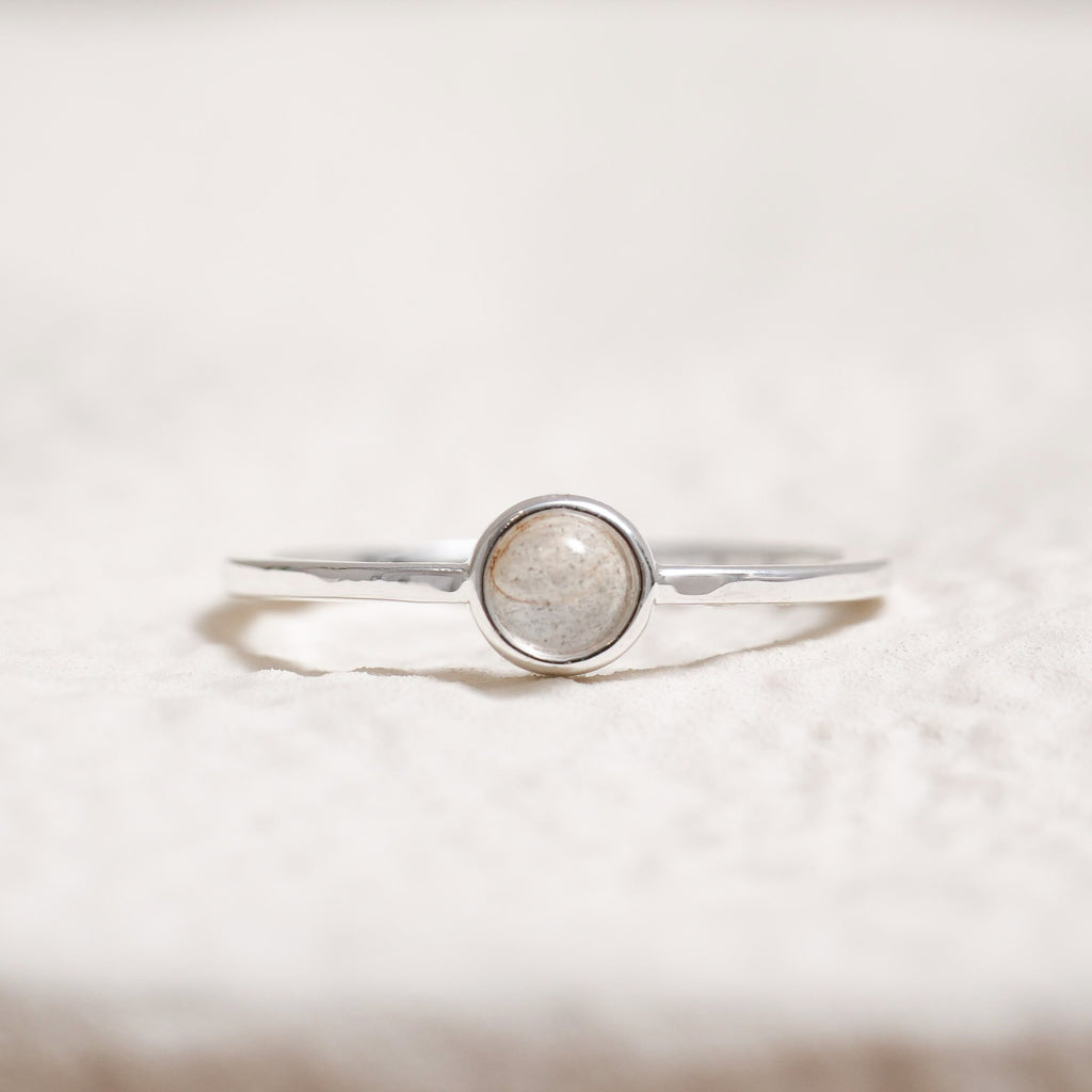 Sterling Silver Grey Moonstone Crystal Ring