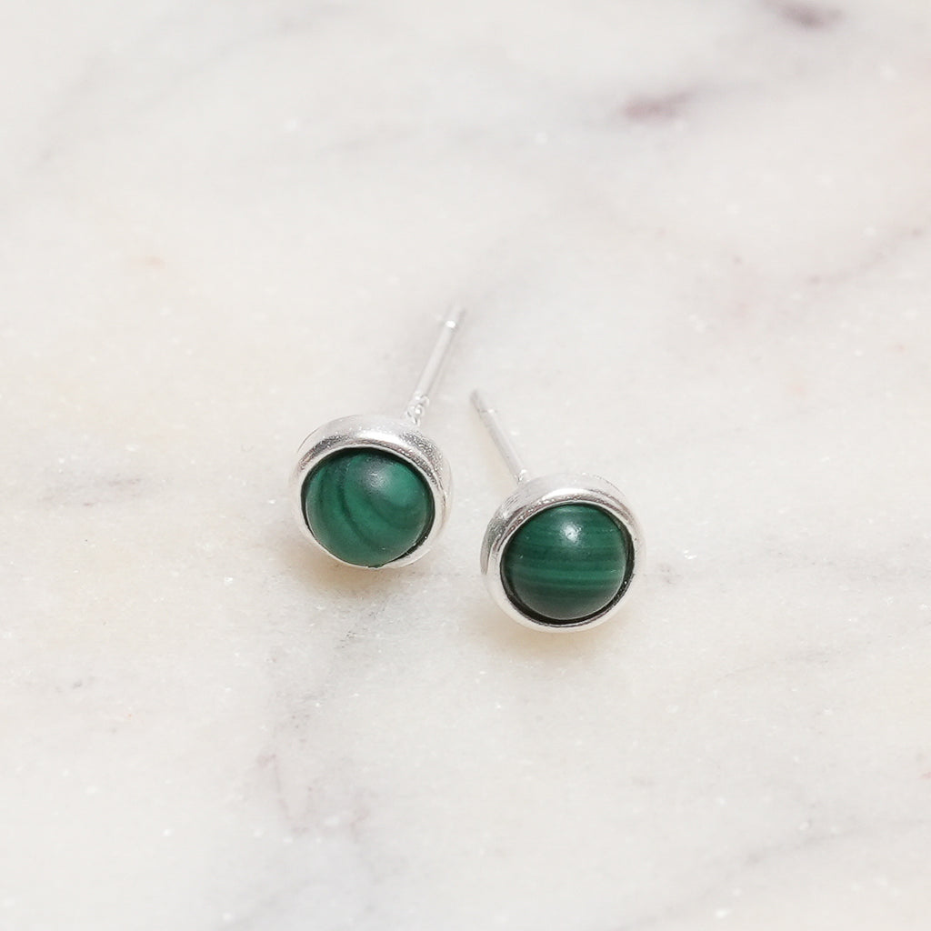 Sterling Silver Malachite Crystal Earrings