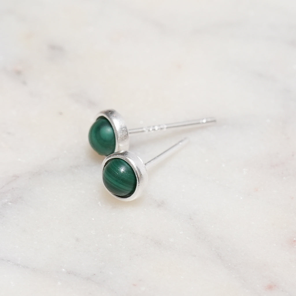 Sterling Silver Malachite Crystal Earrings