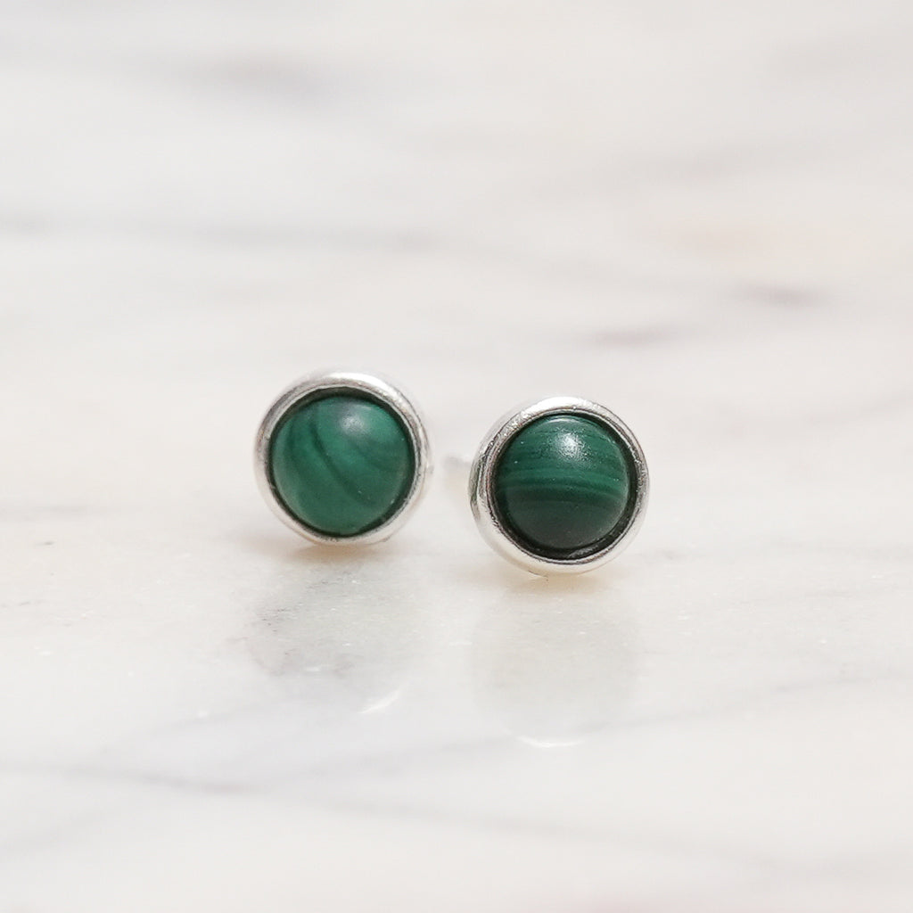 Sterling Silver Malachite Crystal Earrings