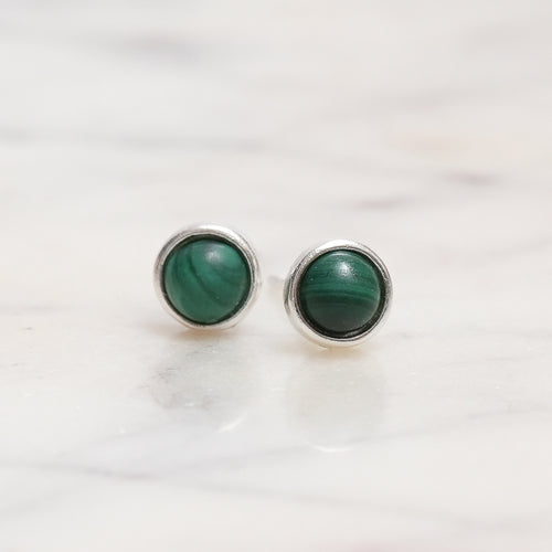 Sterling Silver Malachite Crystal Earrings