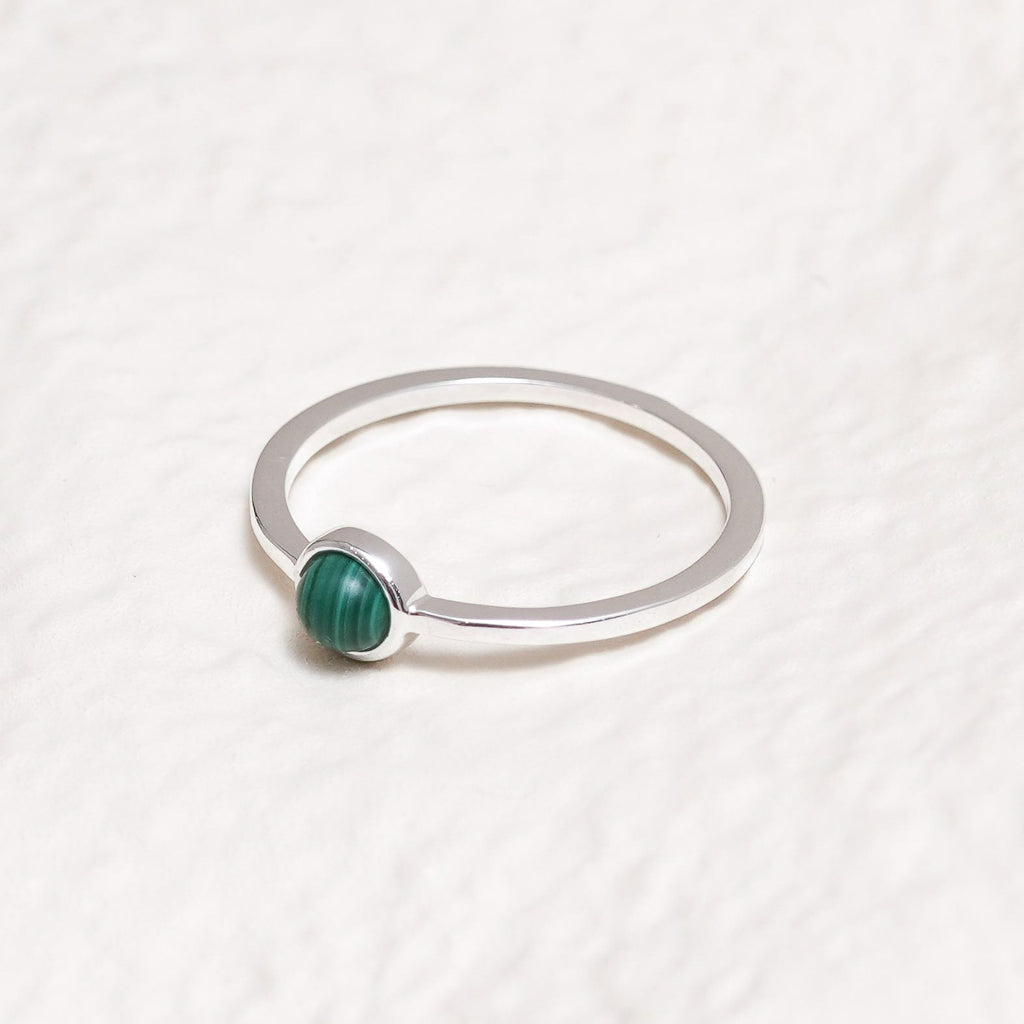 Sterling Silver Malachite Crystal Ring
