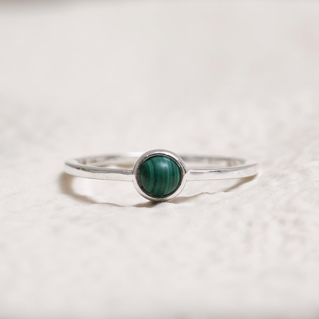 Sterling Silver Malachite Crystal Ring
