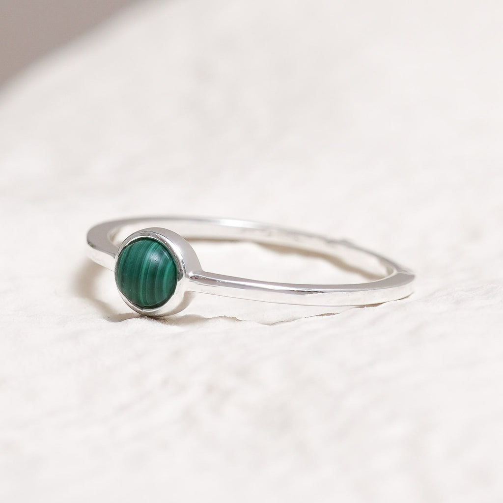 Sterling Silver Malachite Crystal Ring