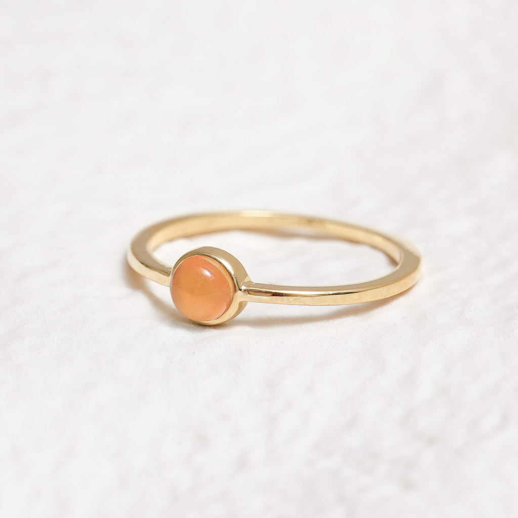 Sterling Silver Orange Agate Crystal Ring