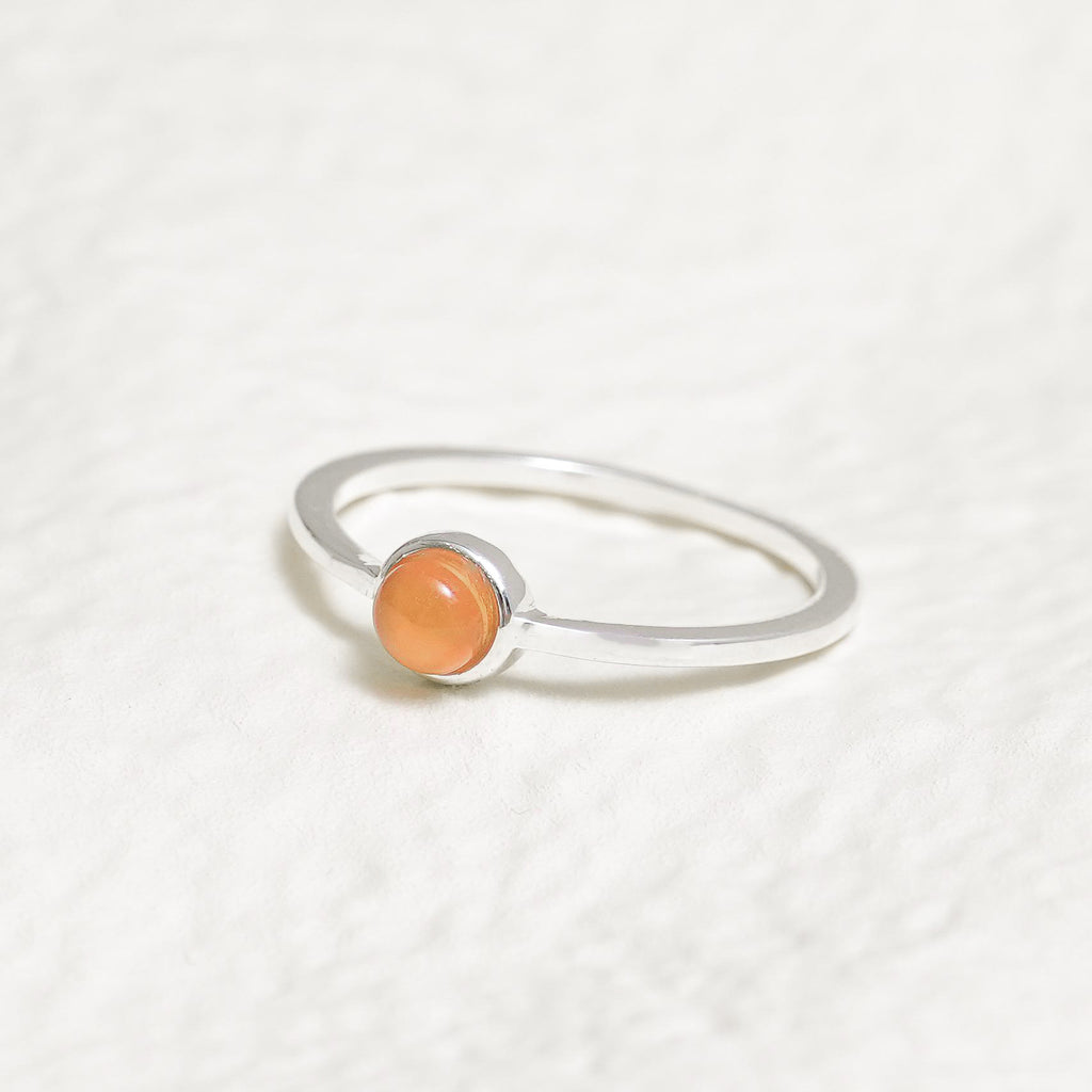 Sterling Silver Orange Agate Crystal Ring